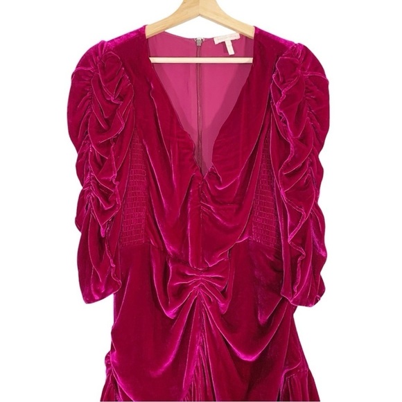 Rebecca Taylor Ruched Velvet Dress Size 4 - Picture 4 of 10
